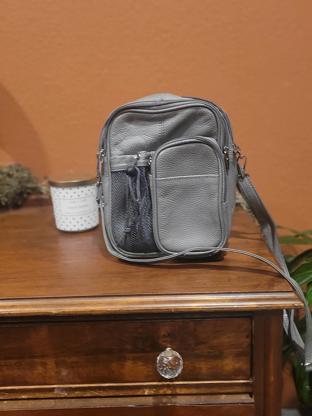 Gray Crossbody Messenger Bag - Compact Everyday Carry